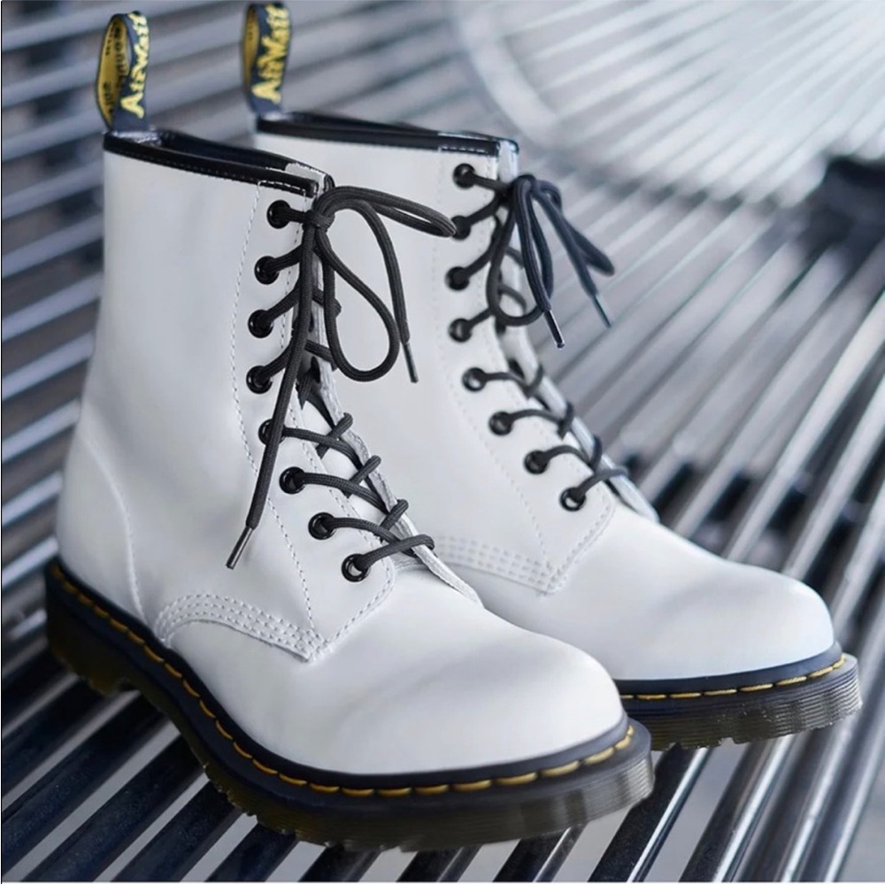 Dr. Martens 1469 White Combat Boots with Black Laces - Picture 6 of 7